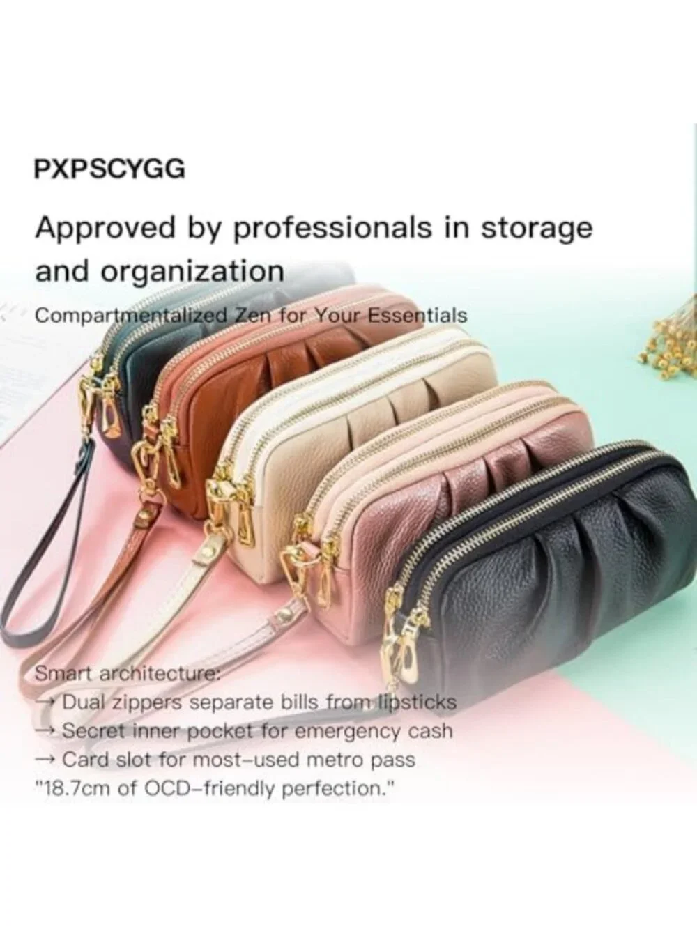 Stylish Genuine Leather Wristlet Wallet for Women - Compact, Chic & Functional